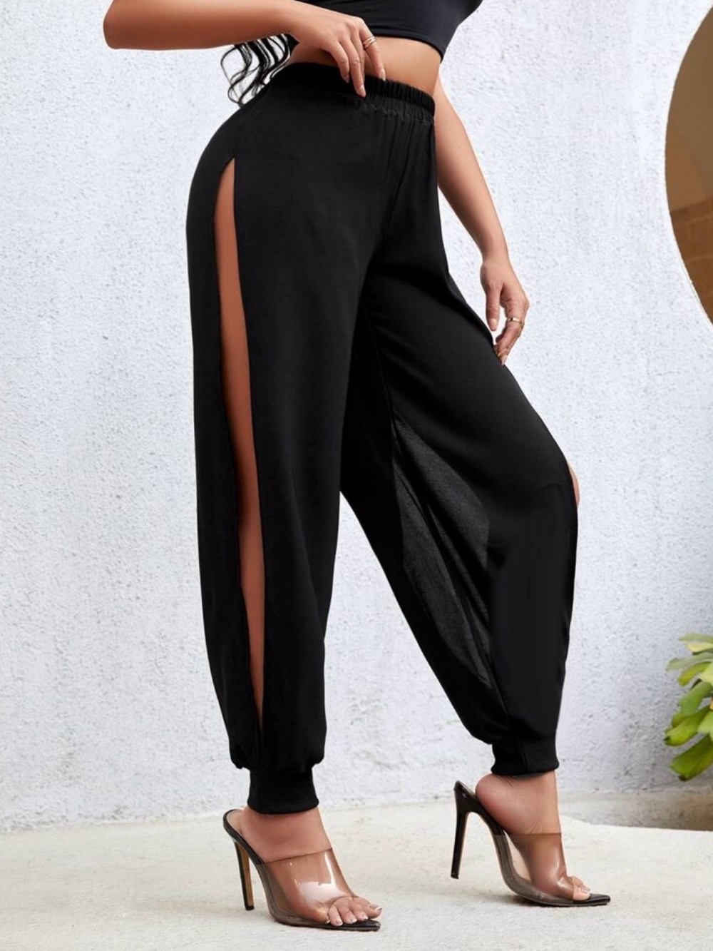 Women’s Black Split-Leg Jogger Pants